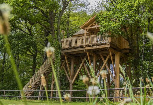 Harris tree house lodge in Brittany, with spa