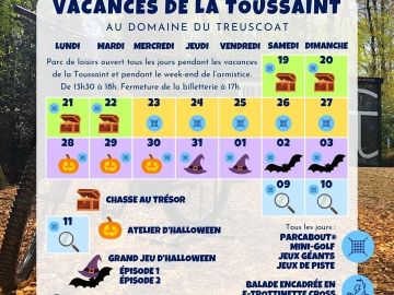 🎃 ANIMATION DES VACANCES AU TREUSCOAT 🏴
🔗 https://www.domaine-treuscoat.fr/parc-de-loisirs-finistere-bretagne.php
🕛 Parc de loisirs ouvert tous les jours...